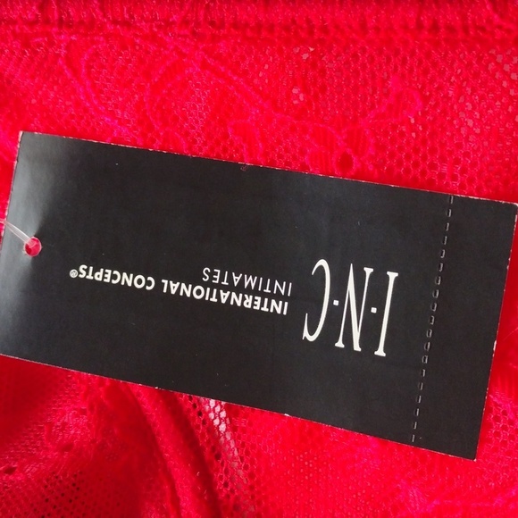 INC International Concepts Sz M Longline Underwire Bra Lace Bustier Red - Picture 3 of 8